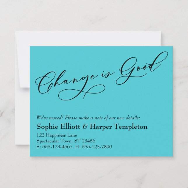 Change is Good Turquoise Moving Announcement (Front)