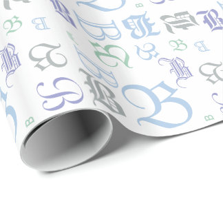 CHANGE MONOGRAM BlackLetter Style All Occasion Wrapping Paper
