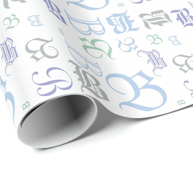 CHANGE MONOGRAM BlackLetter Style  All Occasion Wrapping Paper (Roll Corner)