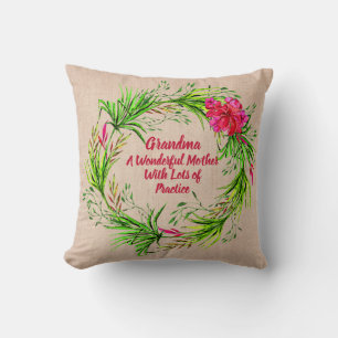 Change Name Add Text Grandma Pink Floral Boho      Cushion
