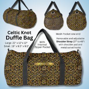Change Name, Brown Gold Black Celtic Knot Duffle Bag