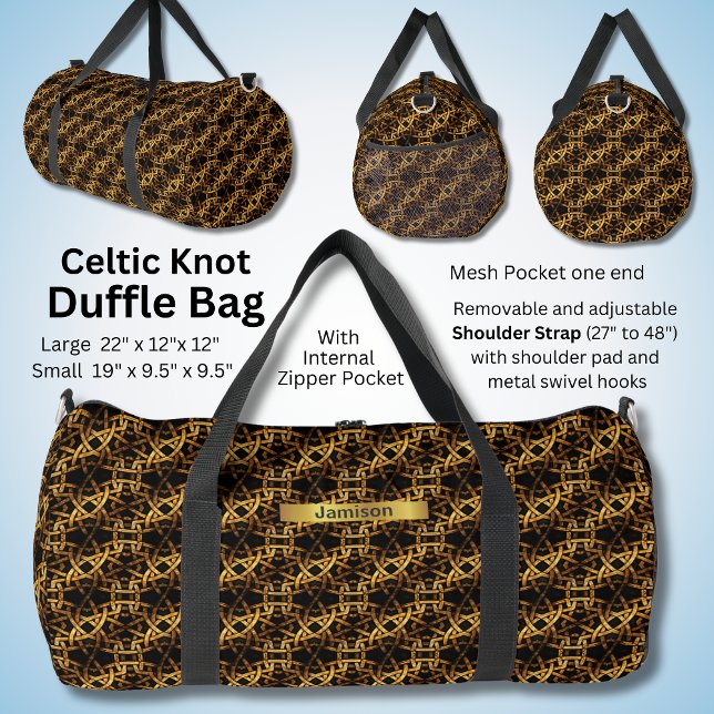 Change Name, Gold Black Celtic Knot Duffle Bag (Creator Uploaded)