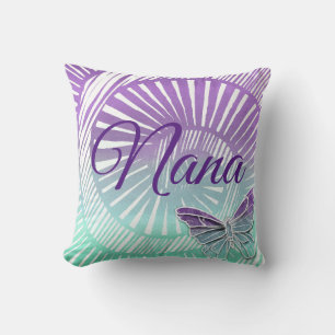 Change Name Grandmother Purple Swirl & Butterfly Cushion