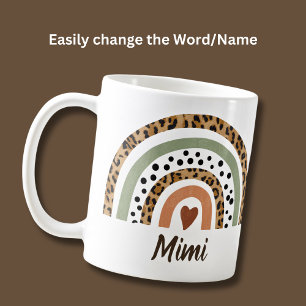 Change Name Leopard Spot Print Rainbow GrandMother Coffee Mug