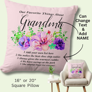 Change Name & List - Favourite Things About Grandm Cushion