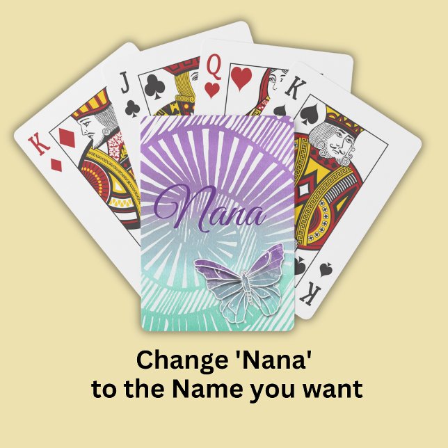Change Name - Nana with Purple Swirl & Butterfly Playing Cards (Creator Uploaded)