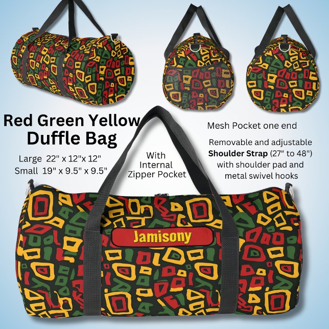 Change Name, Red Green Yellow Black Geometric Duffle Bag (Creator Uploaded)