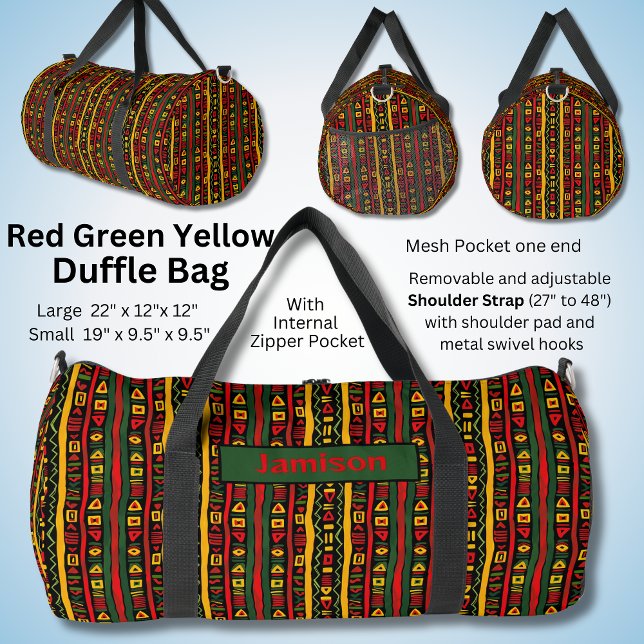 Change Name, Red Green Yellow Black Striped Duffle Bag (Creator Uploaded)