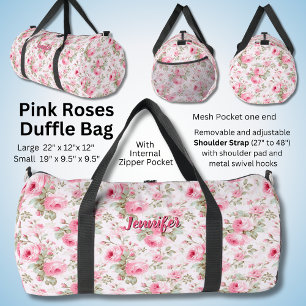 Change Name, Soft Pink Rose Flowers Floral  Duffle Bag