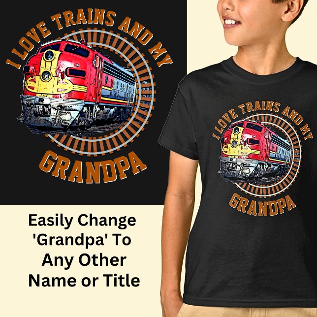 Change Name Text I Love Trains & Grandpa Diesel    T-Shirt (Creator Uploaded)