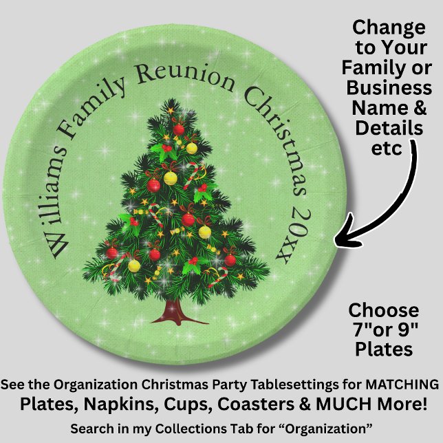 Change Name Text Matching Christmas Tree 20xx 7" Paper Plate (Creator Uploaded)
