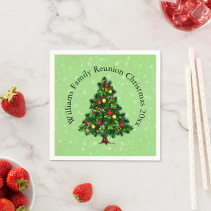 Change Name Text Matching Christmas Tree Cocktail Napkin