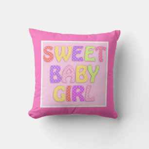 Change Name Text on Back - Sweet Baby Girl Pink Cushion
