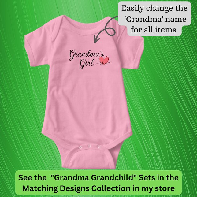 Change Name / Title Grandma Heart Matching Baby Bodysuit (Creator Uploaded)