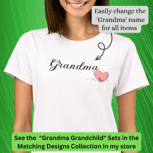 Change Name / Title Grandma Heart Matching Baby  T-Shirt
