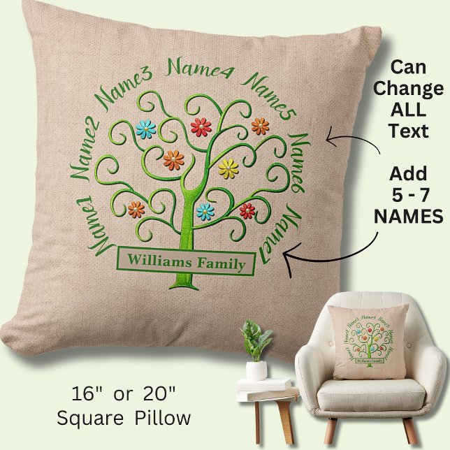 Change Names Grandchildren Family Tree of Life Thr Cushion (Creator Uploaded)