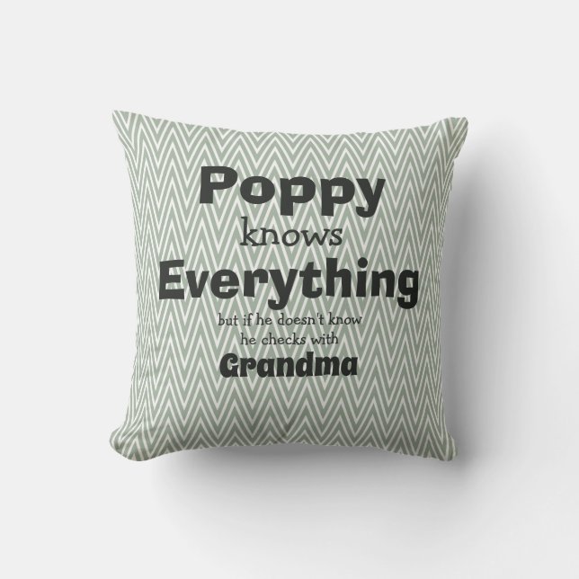Change Names Poppy knows Everything - Grandma Cushion (Front)