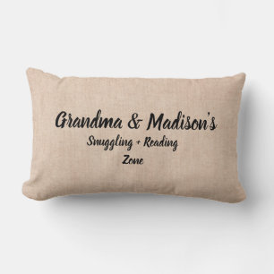 Change Names Text Grandma Cuddling Reading Zone Lumbar Cushion