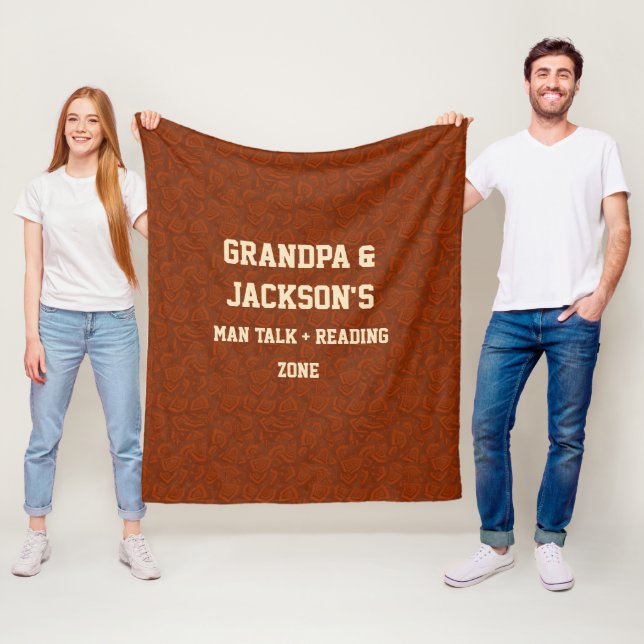 Change Names Text Grandpa Man Talk & Reading Zone  Fleece Blanket (In Situ)