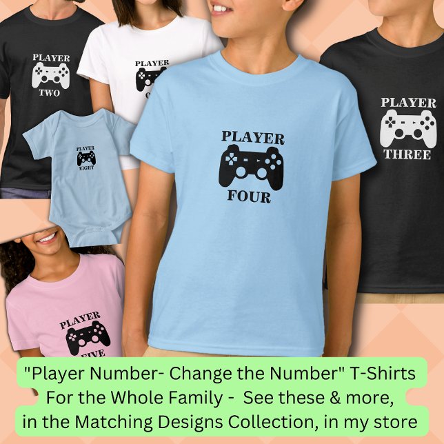 Change Number, Player Four Matching Boy's Gamer T-Shirt (Creator Uploaded)