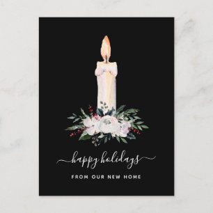 Change of Address at Christmas   Floral Candle Holiday Postcard
