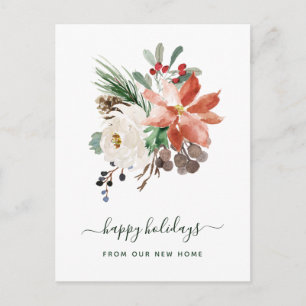 Change of Address at Christmas   Holiday Floral Postcard