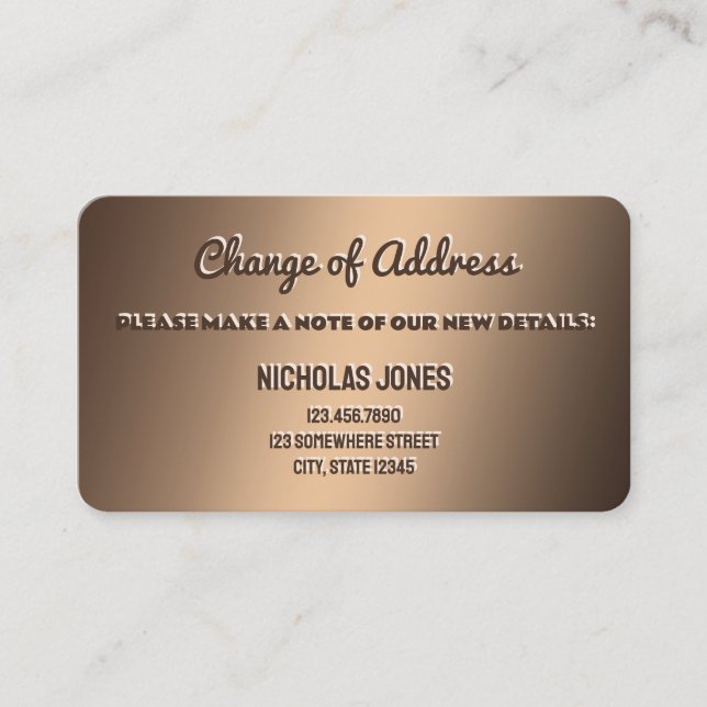 Change of Address Business Card (Front)