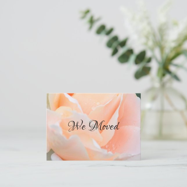 Change of Address Card – Elegant Peach Rose (Standing Front)