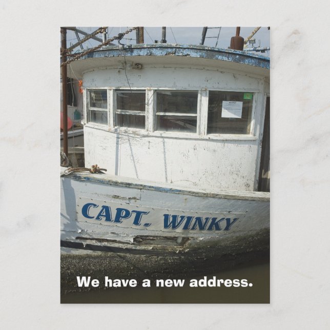 Change of Address Card: Houseboat Announcement Postcard (Front)