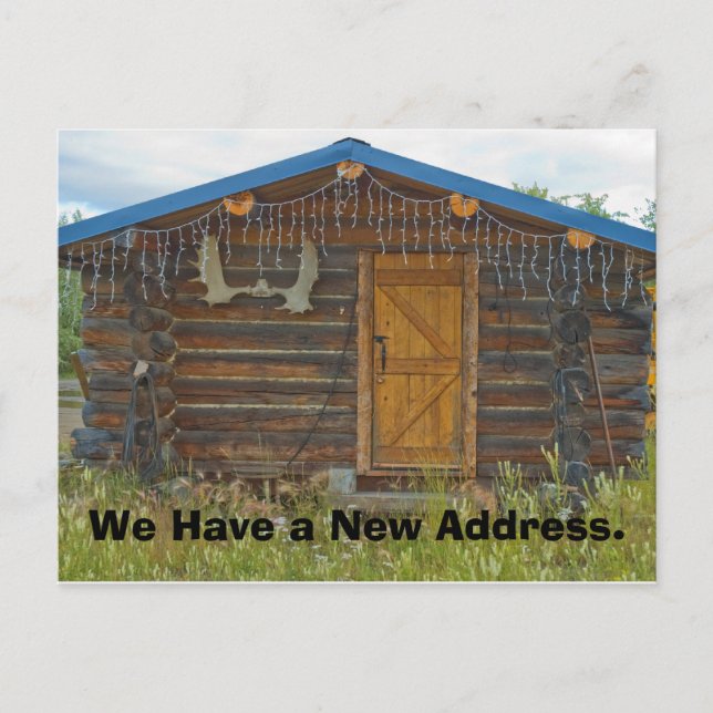 Change of Address Card: Mountain Cabin Announcement Postcard (Front)