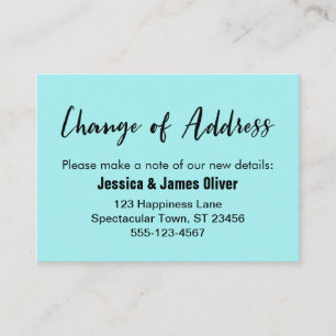 "Change of Address" Casual, Aqua Enclosure Card