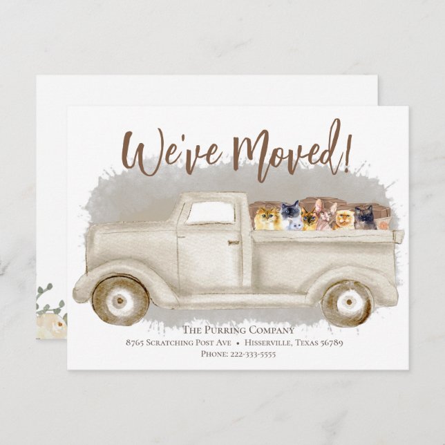 Change Of Address, Cats, Moving Truck Announcement (Front/Back)