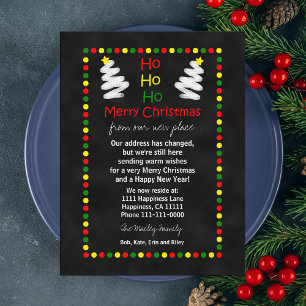 Change of Address Chalkboard Christmas Trees Holiday Postcard