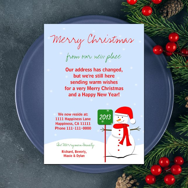 Change of Address Christmas Flat Card Snowman (Creator Uploaded)