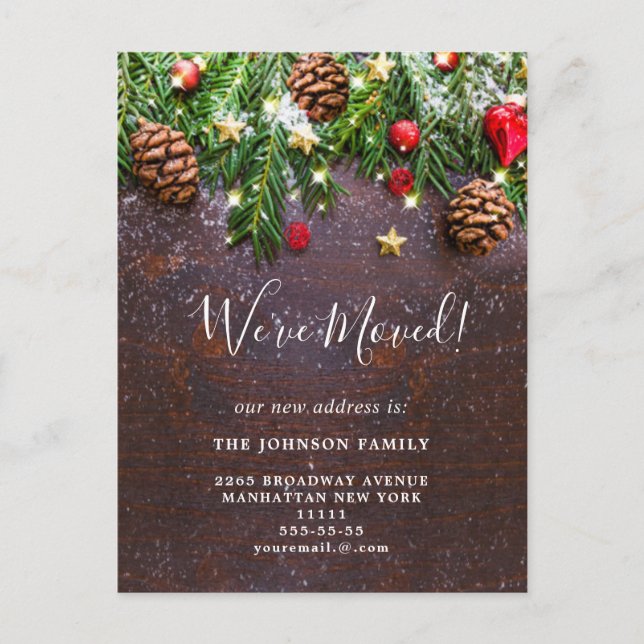 Change of Address Christmas Rustic Holidays Announcement Postcard (Front)