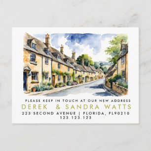 change of address,d moved announcement cotswold postcard