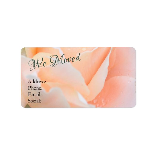 Change of Address – Elegant Peach Rose Floral Label (Front)