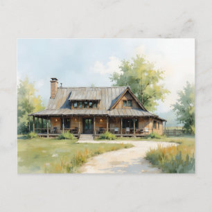 Change of Address Farmhouse Watercolor Style Postcard