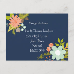 change of address floral  postcard