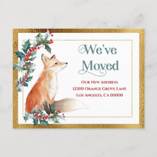 Change Of Address Gold We've Moved Holiday Announcement Postcard