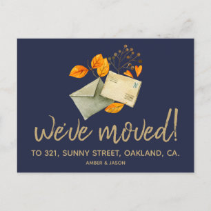 change of address hipster watercolor announcement postcard