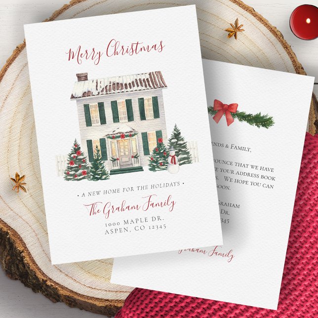 Change Of Address House Merry Christmas Card (Change Of Address House Merry Christmas Card)
