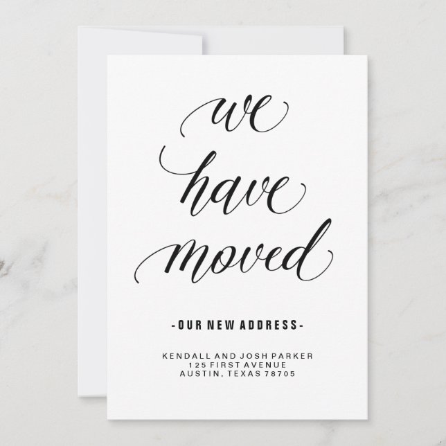 Change of Address in Modern Calligraphy Announcement (Front)