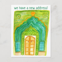 Change of Address Moving Peacock Door Watercolor