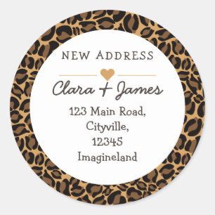 Change of address new address Leopard Print Classic Round Sticker