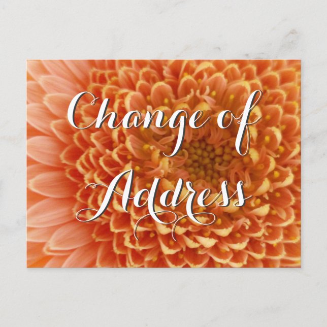 Change of address postcard with flower photography (Front)