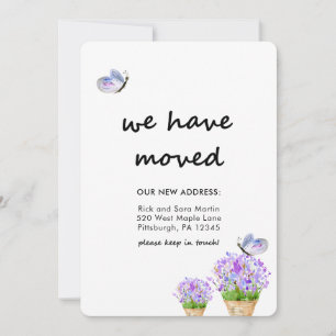 Change of Address Rustic Floral with Butterflies Announcement