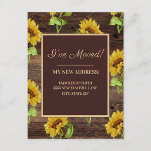 Change of Address Rustic Wood Sunflowers Postcard