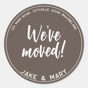 Change of address Simple Modern We've moved Classic Round Sticker