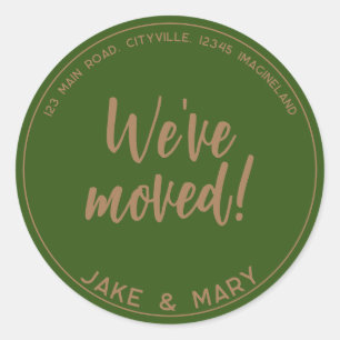 Change of address Simple Modern We've moved Classic Round Sticker